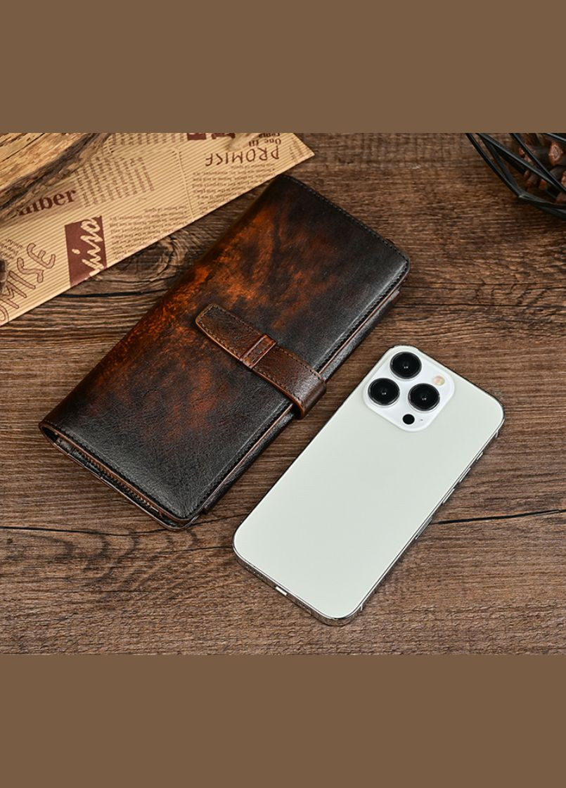 Жіночий шкіряний вінтажний гаманець клатч натуральна шкіра ретро портмоне коричневий Eton (331318731)