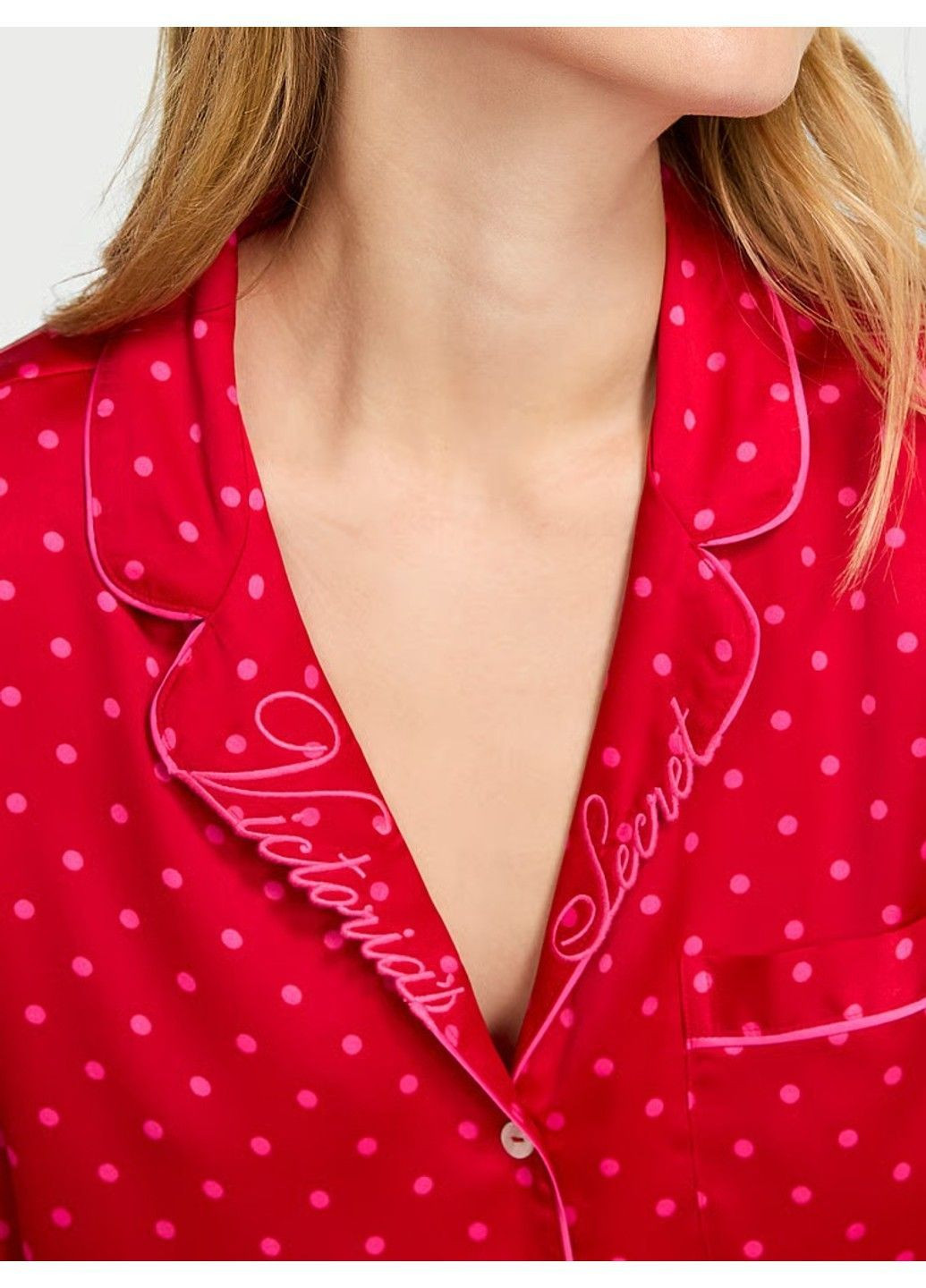 Красная всесезон пижама атласная satin long pajama set Victoria's Secret