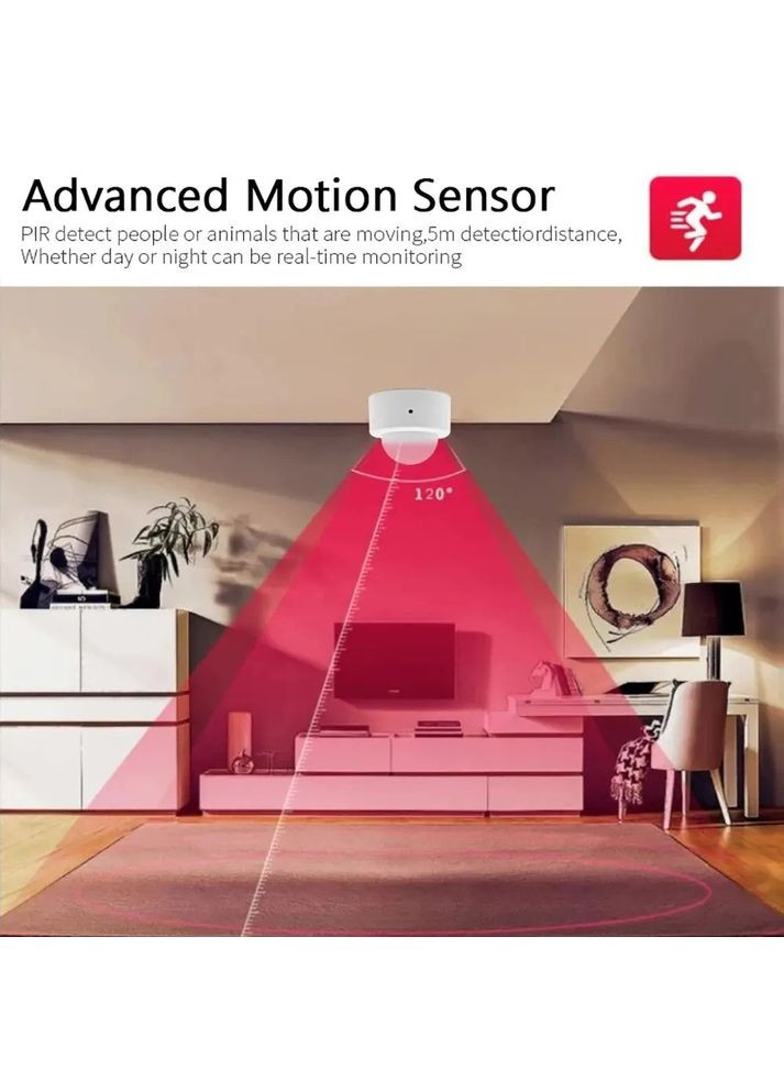 ZigBee3.0 мини PIR-датчик движения iHseno/Tuya, углы 120° до 5м, батарея CR2450 China (354827635)