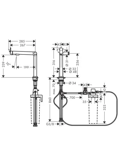 Змішувач для кухні AQITTURA M91, чорний/матовий, врізний Hansgrohe (395925727)
