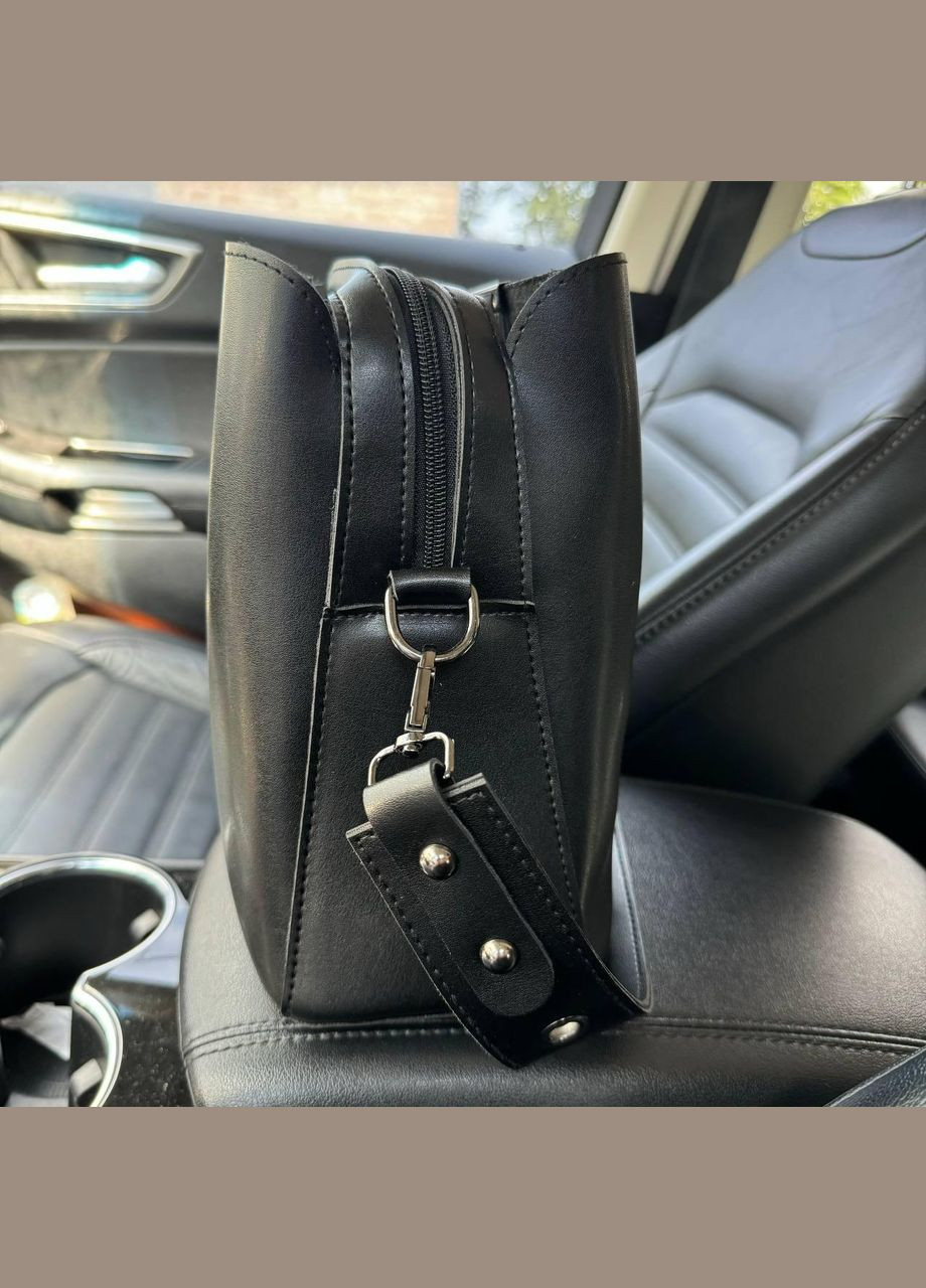 Стильная женская сумка на плечо из экокожи с двумя ремнями черная (sku_1479) No Brand (330576045)