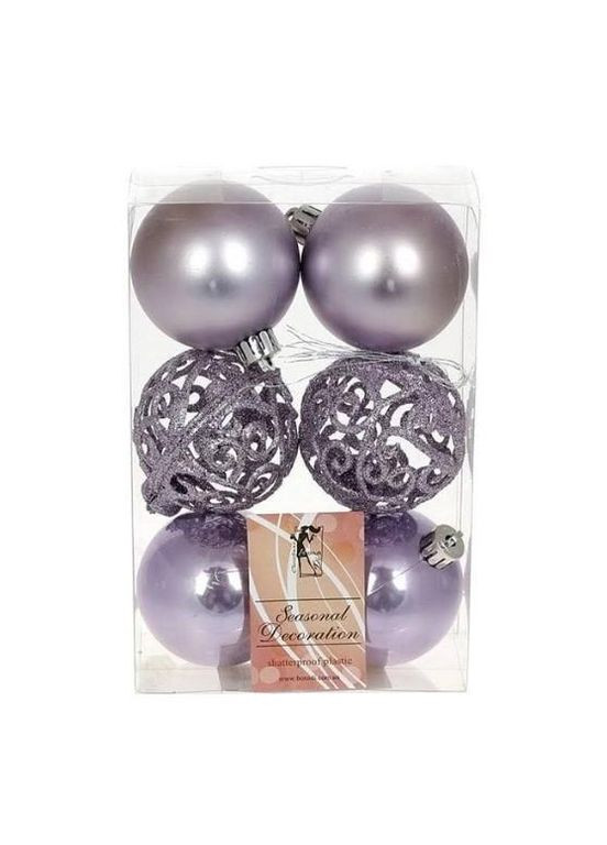 Набор пластиковых новогодних шаров 6 шт. D-6 см. 13093 Flora (360639378)