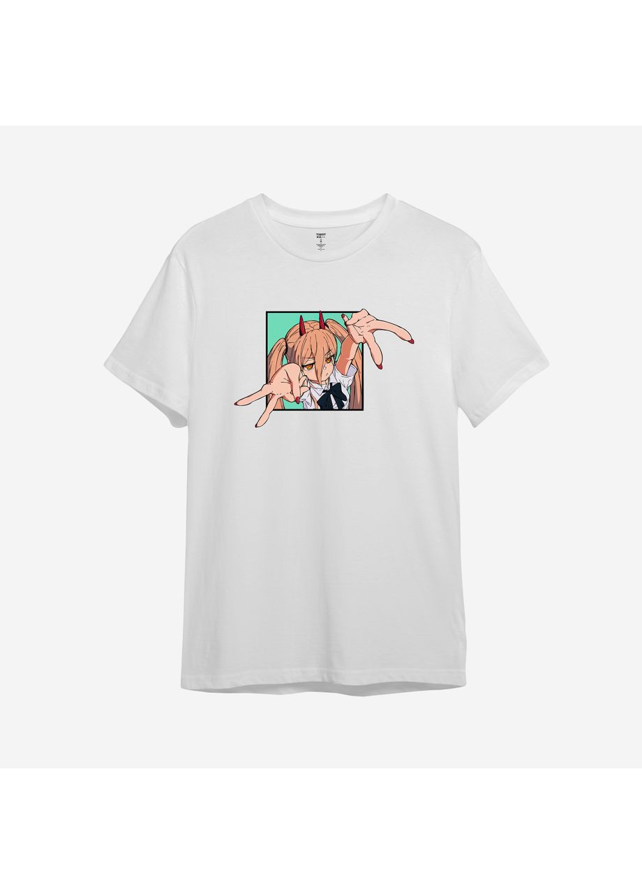 Біла футболка аніме з принтом "людина бензопила" за мотивами манги chainsaw man 2 (10088624693) з коротким рукавом ТiШОТКА
