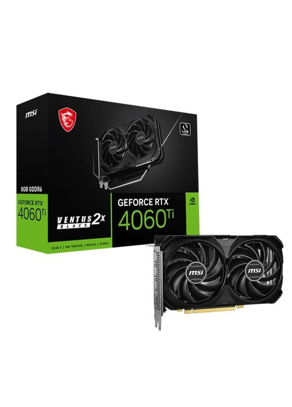 Відеокарта GF RTX 4060 Ti 8GB GDDR6 Ventus 2X Black E1 (GeForce RTX 4060 Ti 8G VENTUS 2X BLACK E1) MSI (317863491)