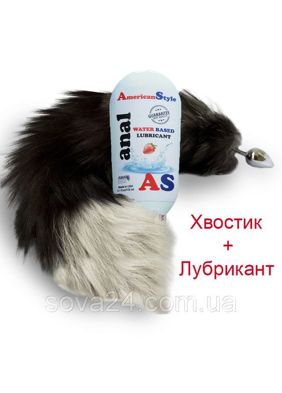 Клубничный анальный лубрикант и анальная втулка меховый хвост No Brand (340914601)
