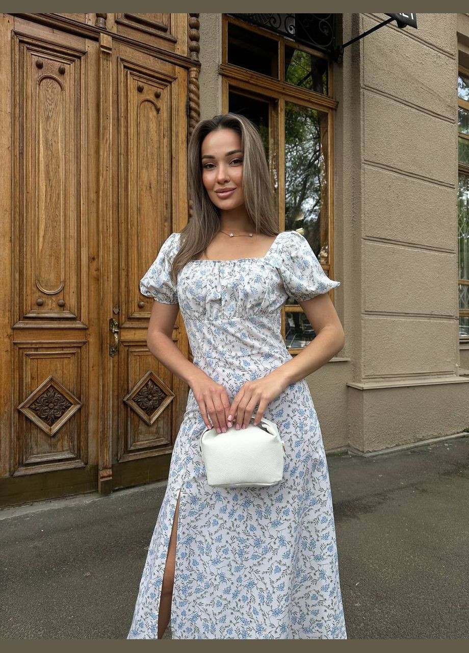 Молочное повседневный платье женское Україна с цветочным принтом