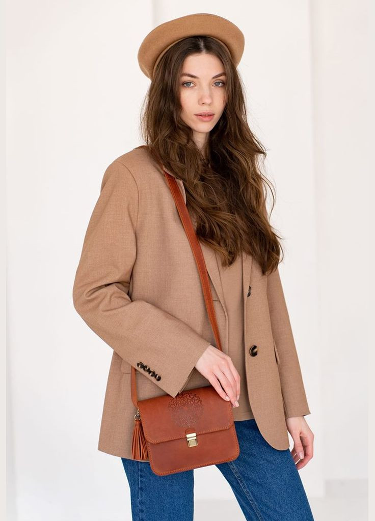 Шкіряна жіноча бохо-сумка Лілу світло-коричнева Crazy Horse (A-026942) BlankNote кросс-боди (327874291)