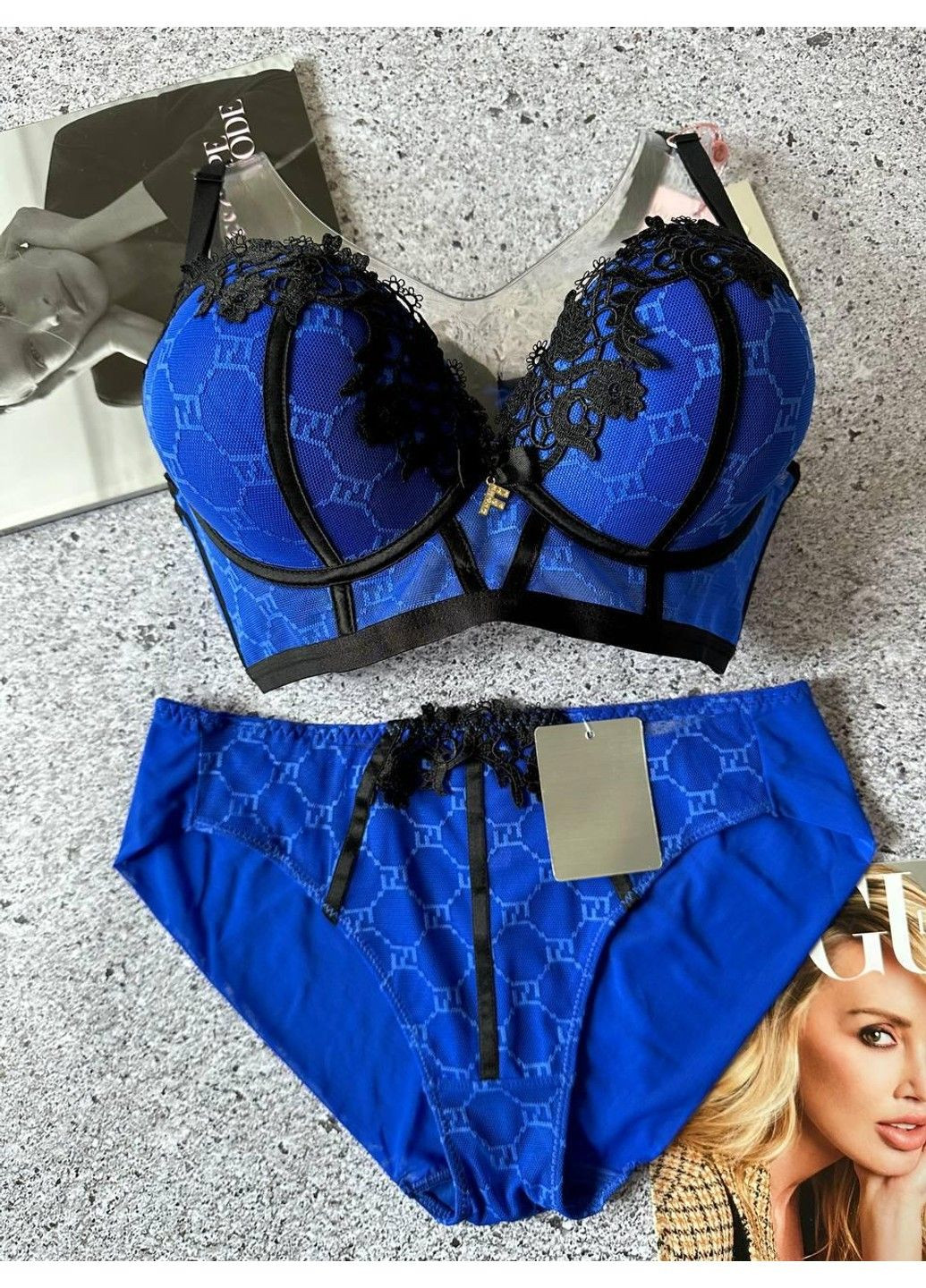 Синий женское нижнее белье на чашку с комплект синего цвета Velencosa