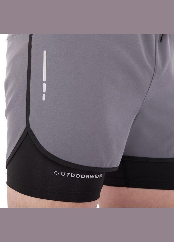 Шорти спортивні подвійні 2 в 1 з тайтсами чоловічі 62201 Сірий Jason (328924607)