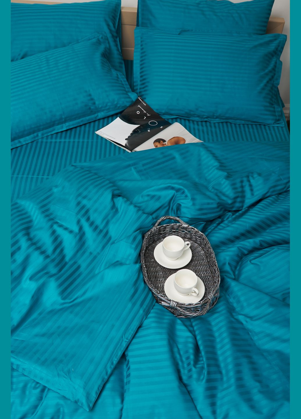 Комплект постельного белья евро 200х220 наволочки 4х50х70 Satin Stripe (MS-820000643) Moon&Star turkish blue (284416305)