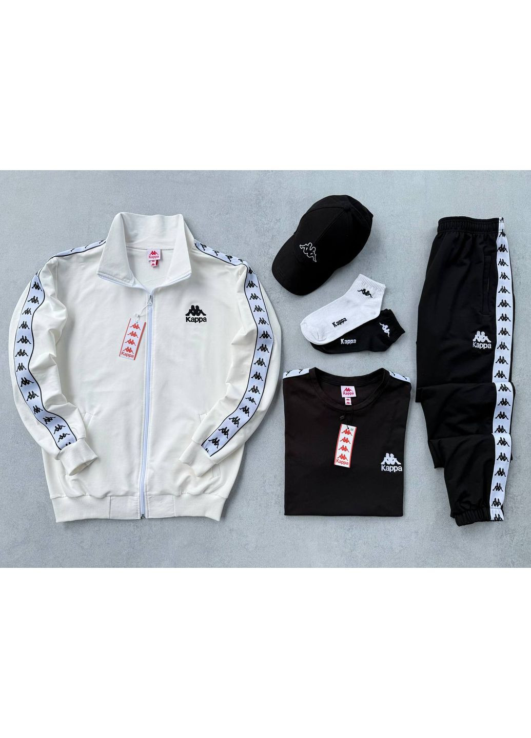 Набір Kappa: кофта-штани-футболка чорна-кепка-2 пари шкарпеток у подарунок! No Brand (358494833)