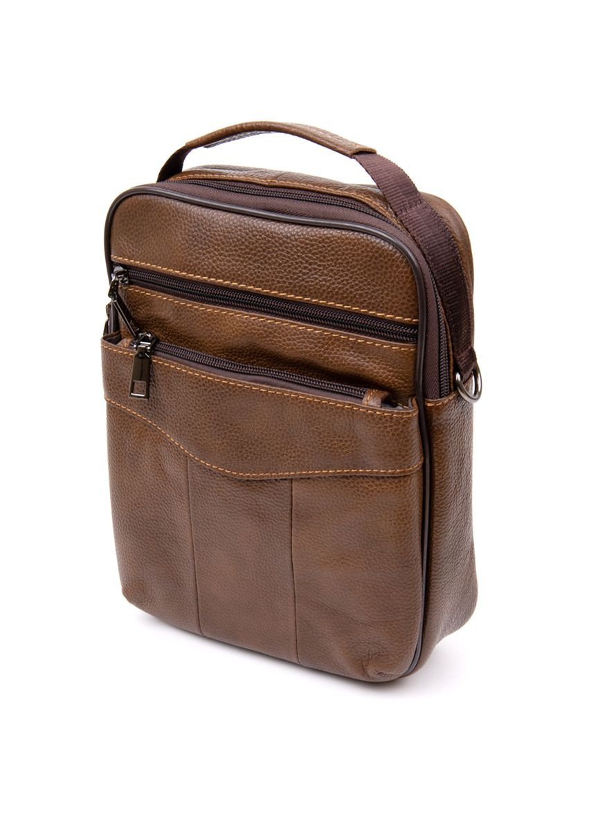 Мессенджер мужской Vintage с потайным карманом из натуральной кожи коричневый (sku_20392) No Brand (328922596)