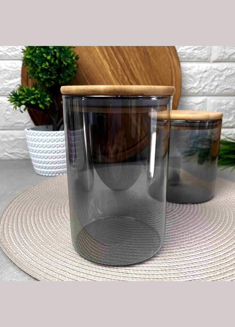 Графітова скляна банка для сипучих продуктів 950мл Smokey Topaz No Brand (366818130)