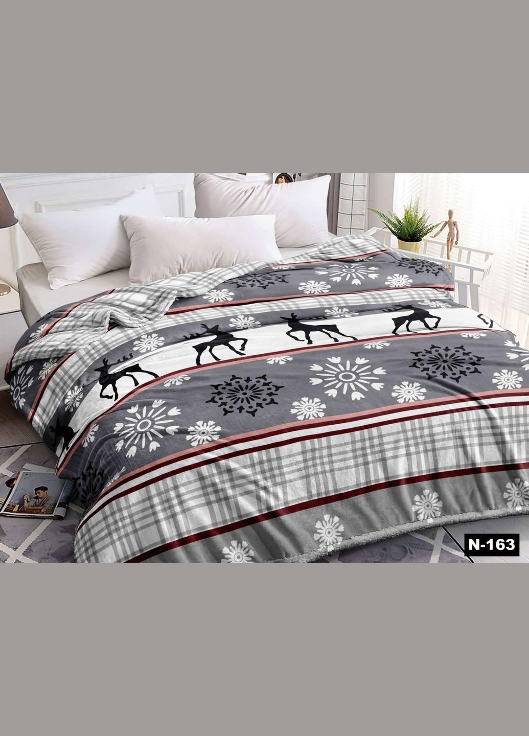 Плед новорічний м'який теплий фліс 160х215 см (П4К-mur-nr-pled-002) No Brand (308754991)