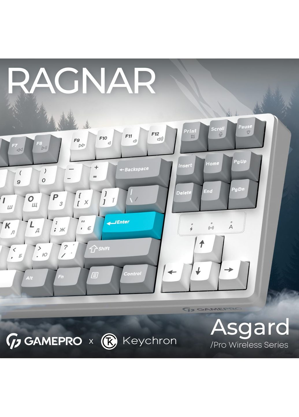 Клавіатура бездротова Asgard Ragnar Keychron Super Red Switch White (MK285WH) GAMEPRO (372011881)