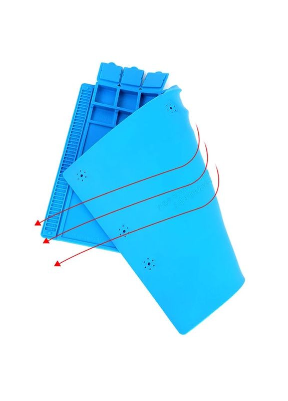 Мат силіконовий, термостійкий S-160, для ремонту техніки та розкладки запчастин / 450x300 мм Blue AIDA (322567615)