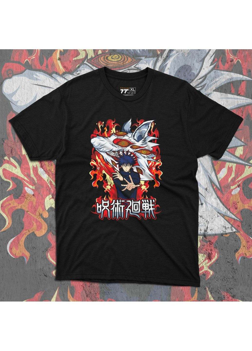 Чорна футболка з принтом магічна битва - мегумі фусігуро No Brand