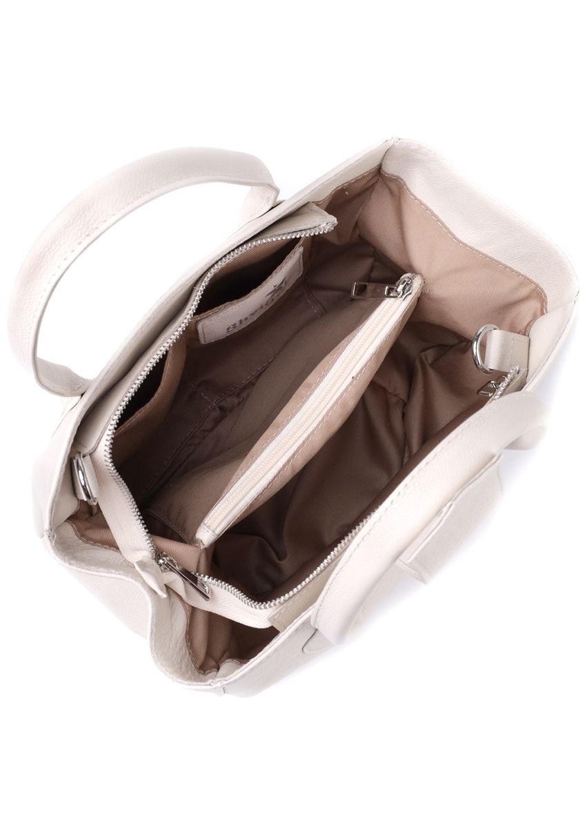 Деловая женская сумка с двумя ручками из натуральной кожи 22830 Бежевая. Shvigel (331907503)