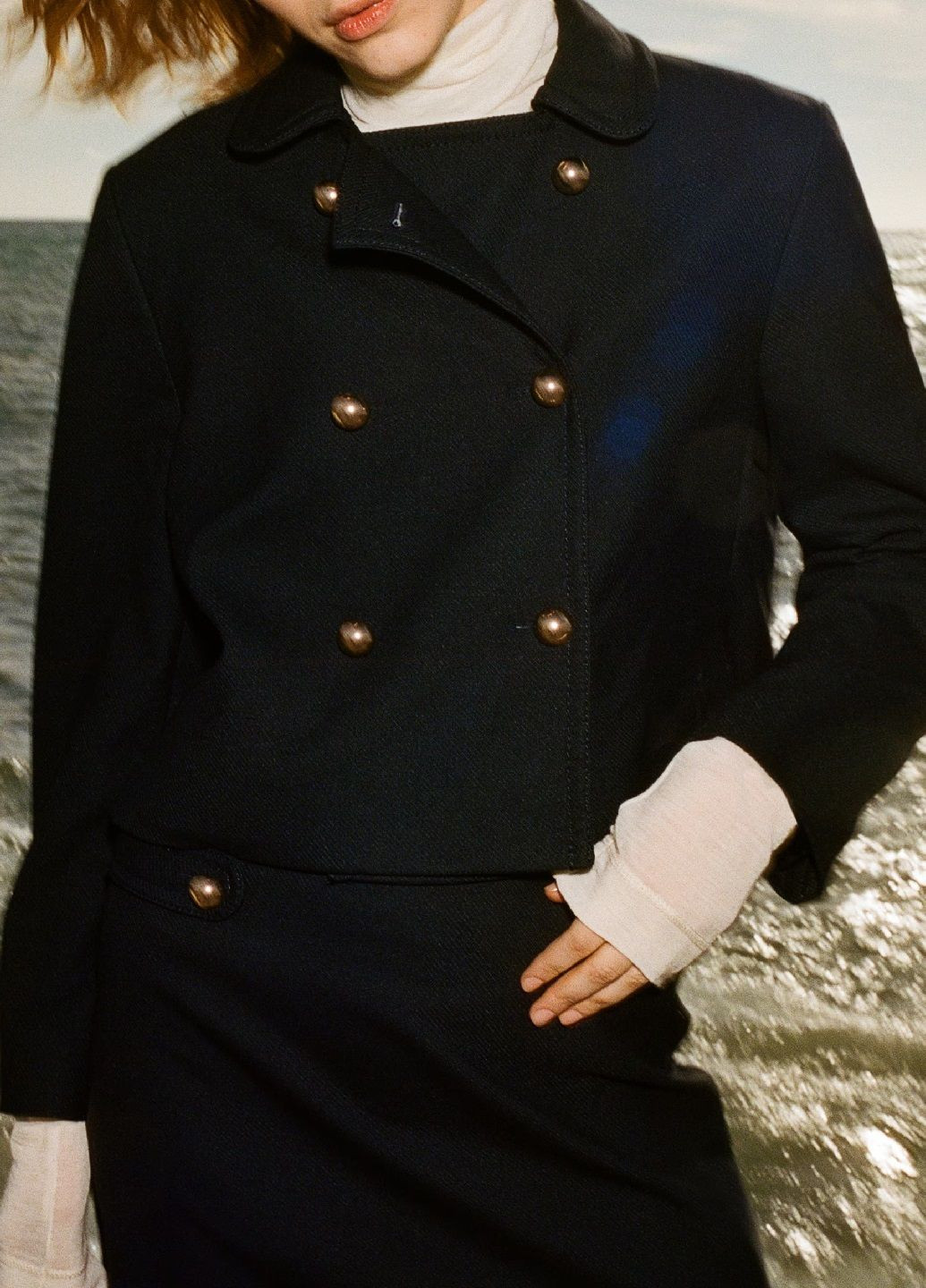 Темно-синий женский блейзер H&M однотонный - демисезонный