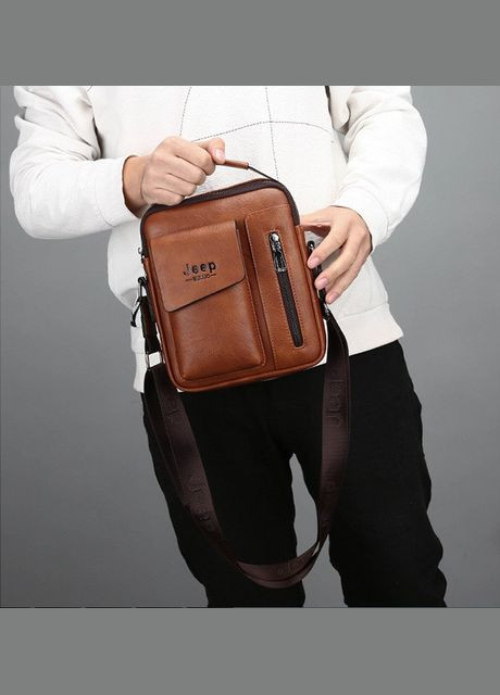 Невелика чоловіча сумка планшетка польова | Якісна міська сумка для документів барсетка Темно-коричневий PTR Jeep (335053735)