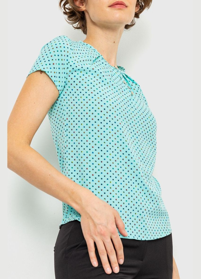 Бирюзовая летняя блуза в горох, цвет бирюзовый, Ager