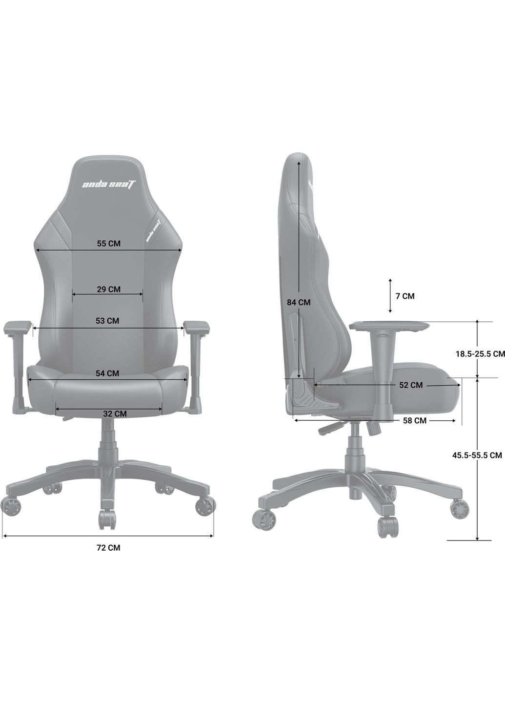 Кресло для геймеров Luna Size L Fabric Grey (AD1844-G-F) Anda Seat (316466295)