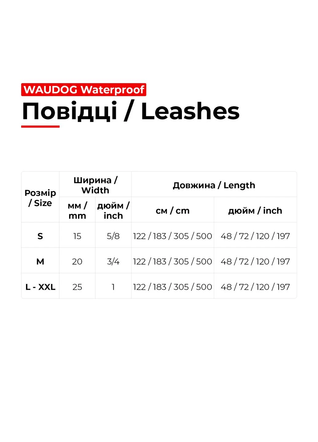Поводок для собак водостойкий Waterproof,, Ш 25 мм, Дл 183 см голубой WAUDOG (402022486)