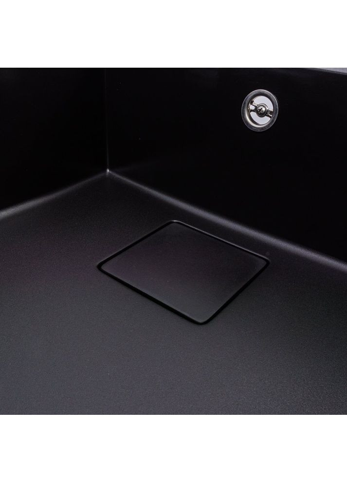 Комплект: Мойка гранитная 7950 GALANS + Смеситель Q411MB + Сифон (Черный) Valeso (353747033)