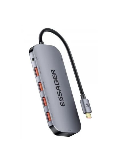 Концентратор -C + RJ45 + SD/TF + audio (EHB11-FQ0G-Z) Essager USB-C 11-in-1 USB 3.2 + USB 2.0 + HDMI + VGA + USB (366703323)