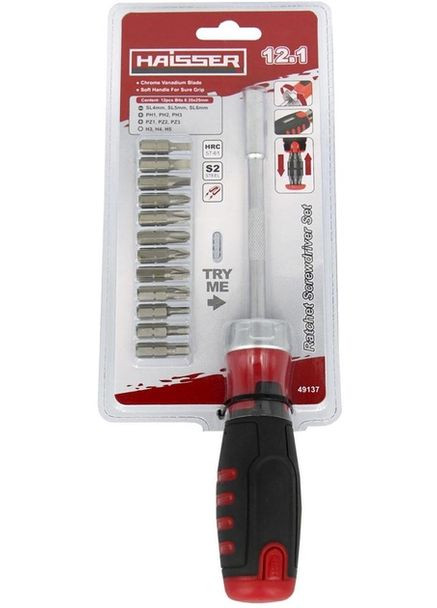 Викрутка 49137 з тріскачкою і бітами 12 в 1 (117173) Haisser (309201030)