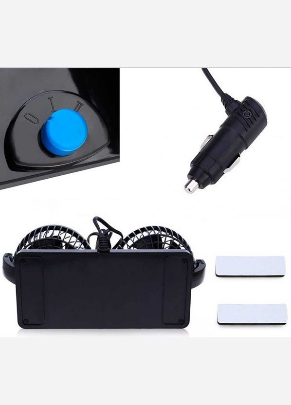 Двойной вентилятор Mitchell HX-T303 12V для автомобиля с регулятором скорости от прикуривателя черный (2104618533) No Brand (330578998)