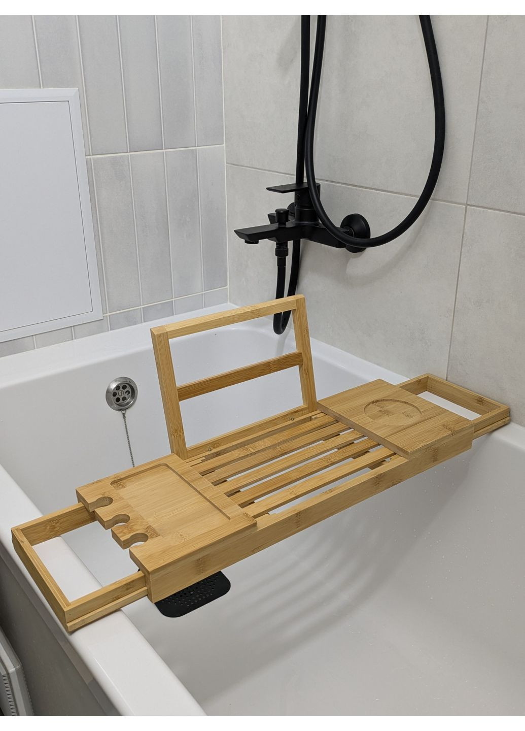Полка для ванны раздвижная бамбуковая No Brand (362217113)