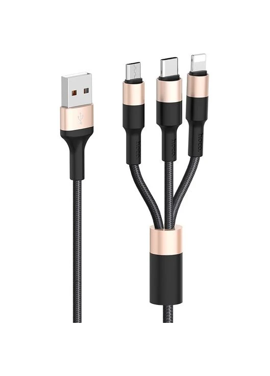 Кабель X26 USB - Micro USB/Lightning/Type-C 2A 1м Black+Gold Hoco (334117573)