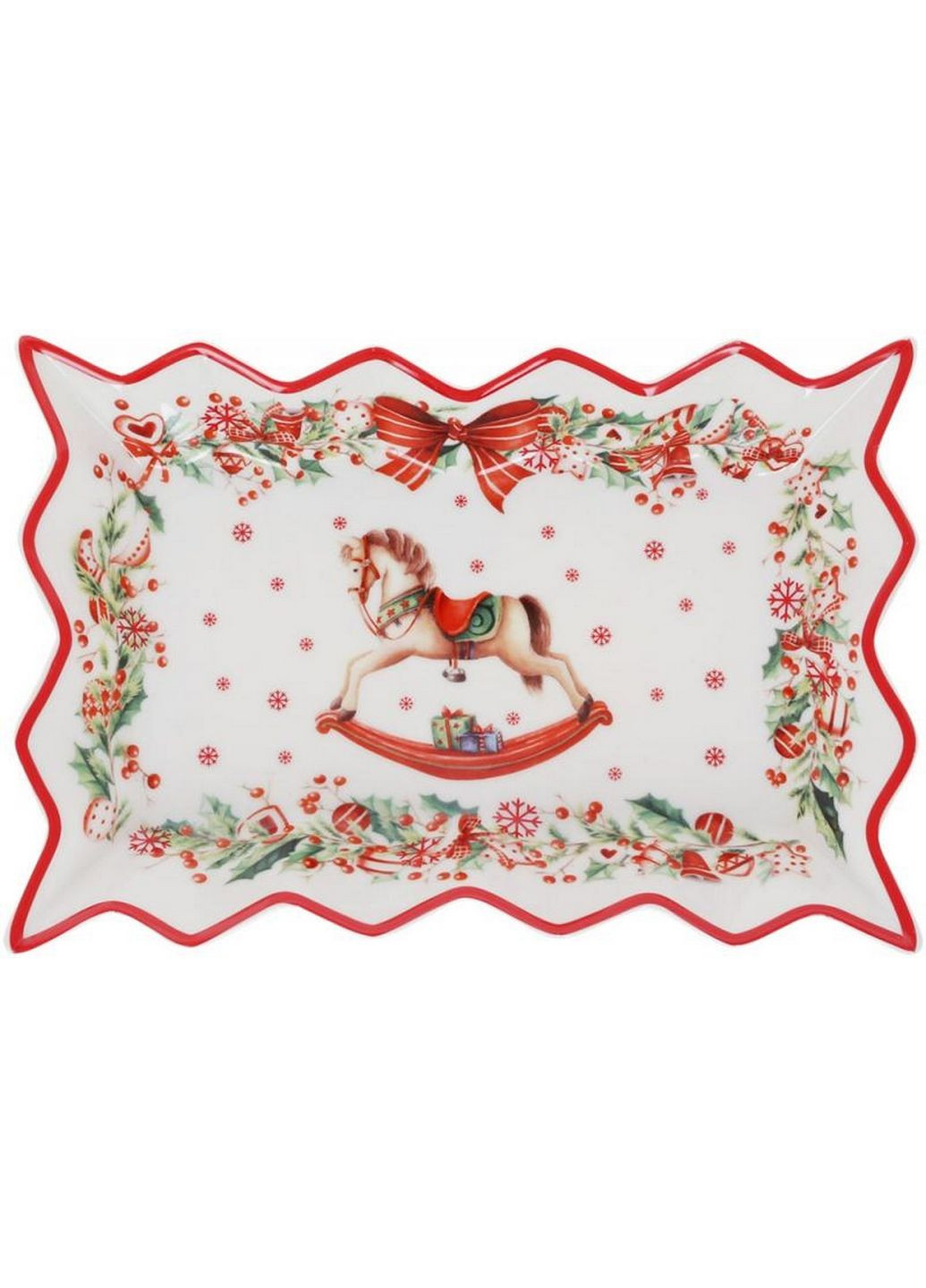 Блюдо прямоугольное "Рождественская фантазия", фарфоровое 25 см Bona (289365162)
