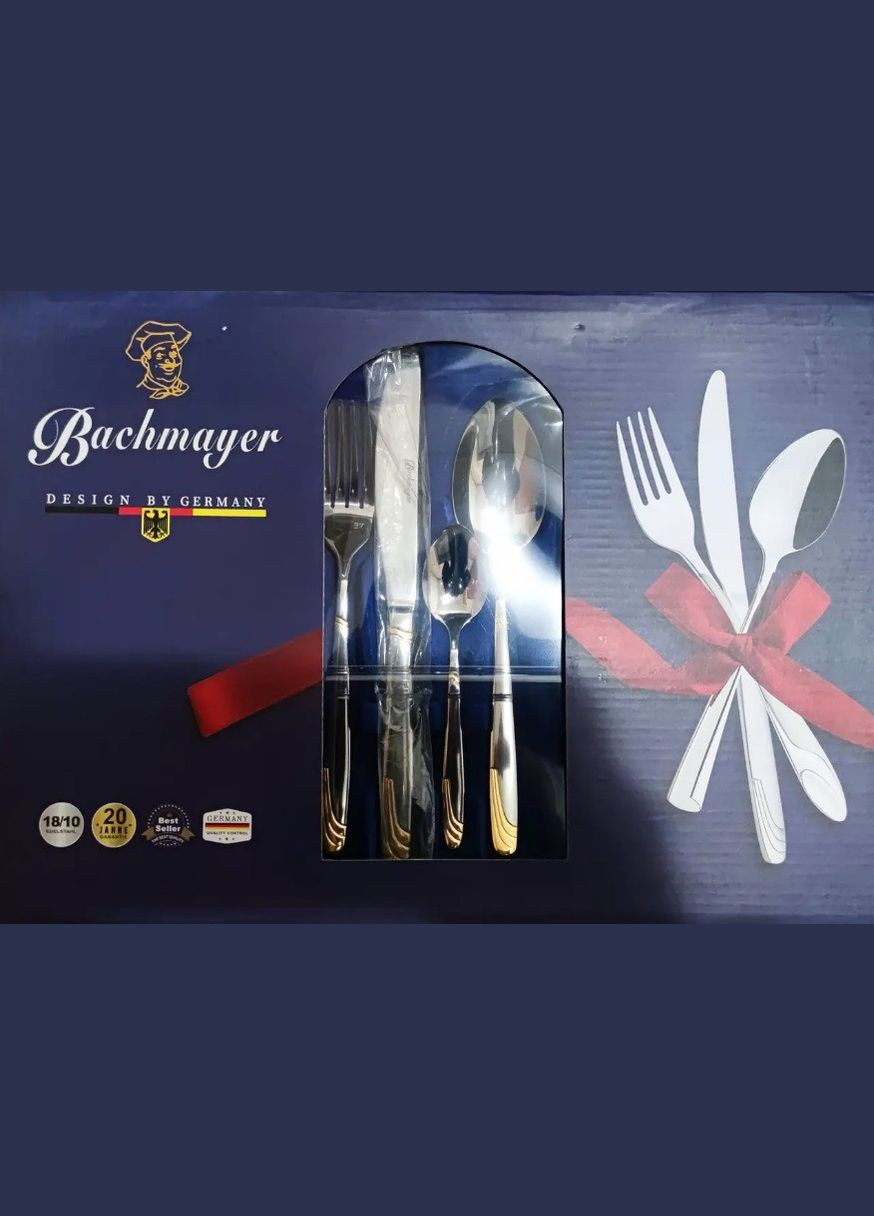 Набір столових приладів Bachmayer BM-2458 з 24 предметів у подарунковій валізі на 6 персон ложки, виделки (вилки), ножі No Brand (317170004)