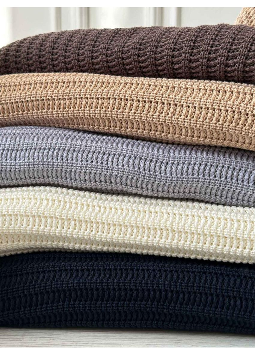 Плед в'язаний Cotton для дому 120х200 см затишний плед для сну і відпочинку ProDobro (369378090)