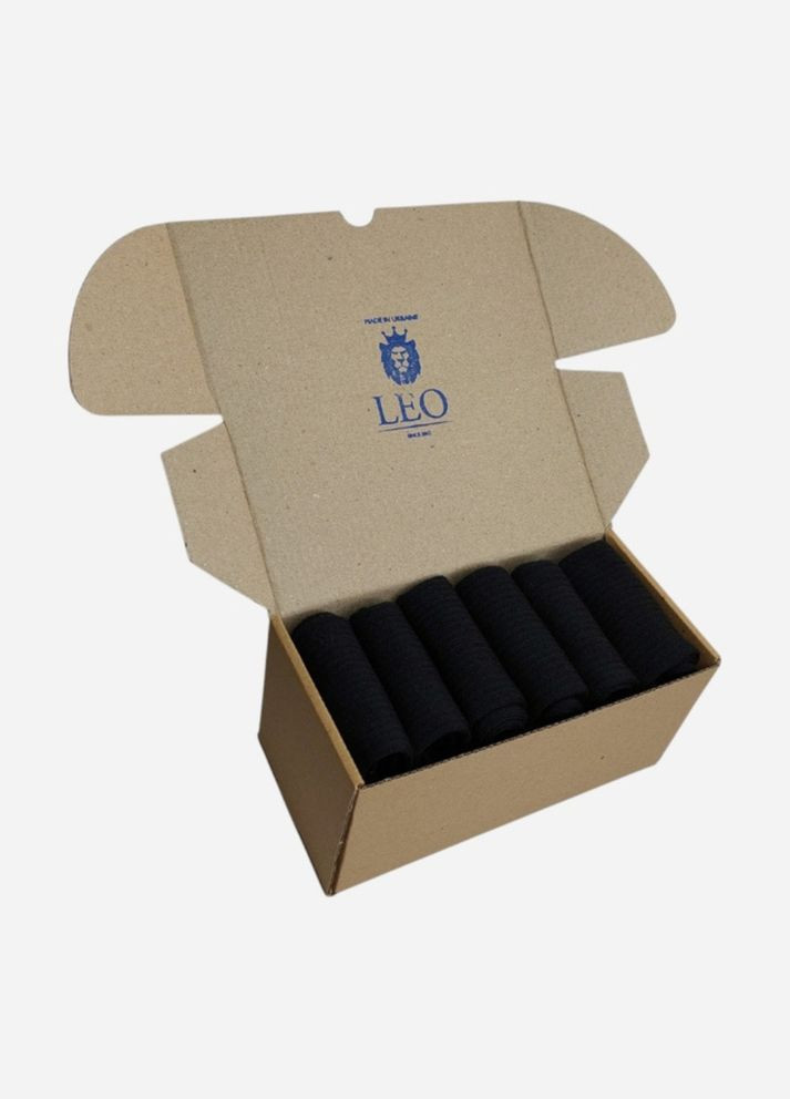 Чорні набір чоловічих шкарпеток tennis basic 6 пар Лео однотонні (336213581)