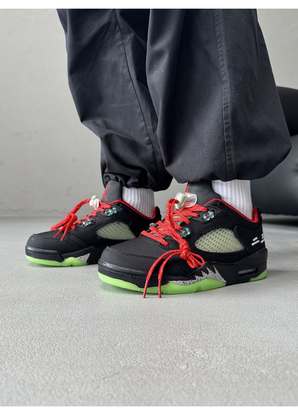 Чорні Осінні кросівки чоловічі nike air jordan 5 retro low wf black найк аір джордан No Brand