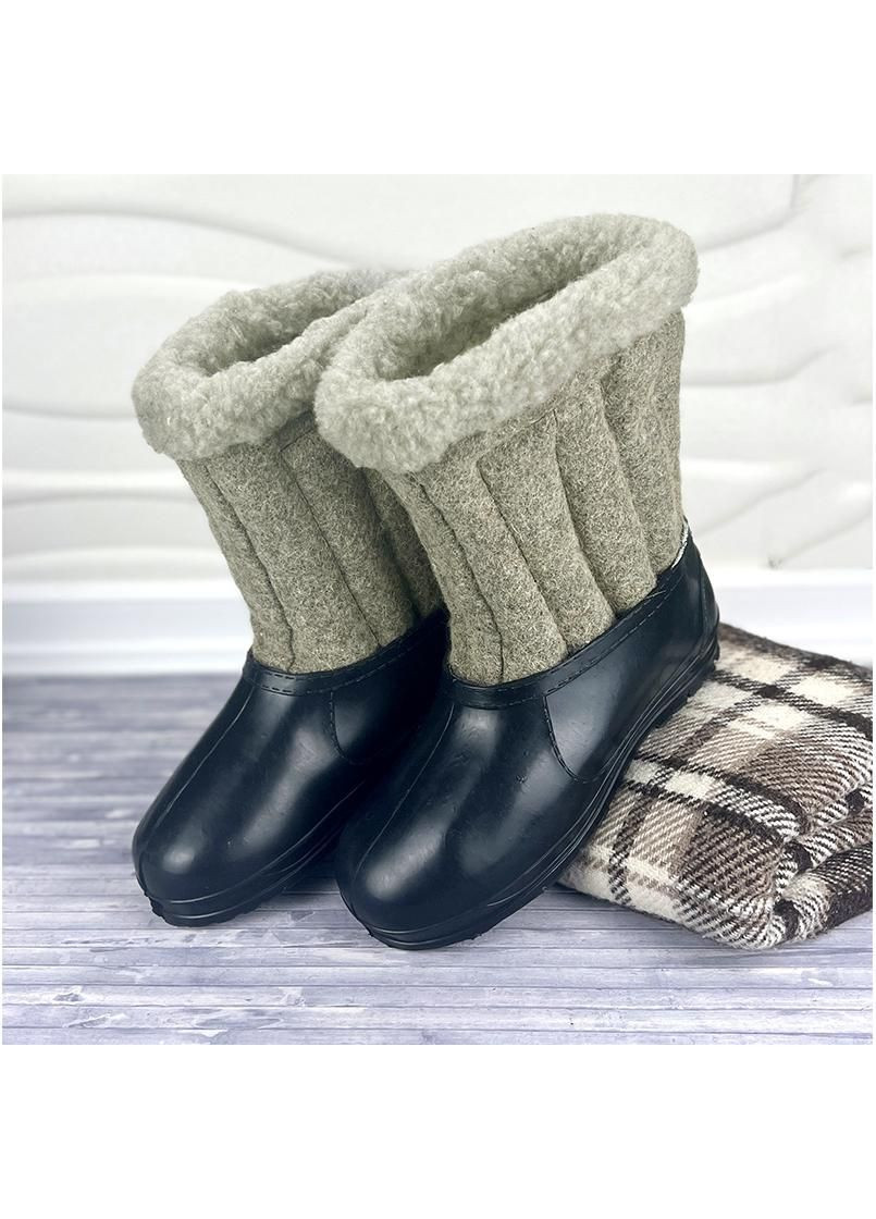 Валянки жіночі короткі з калошем Е-007050-10 Коричневі Sanlin (284176093)