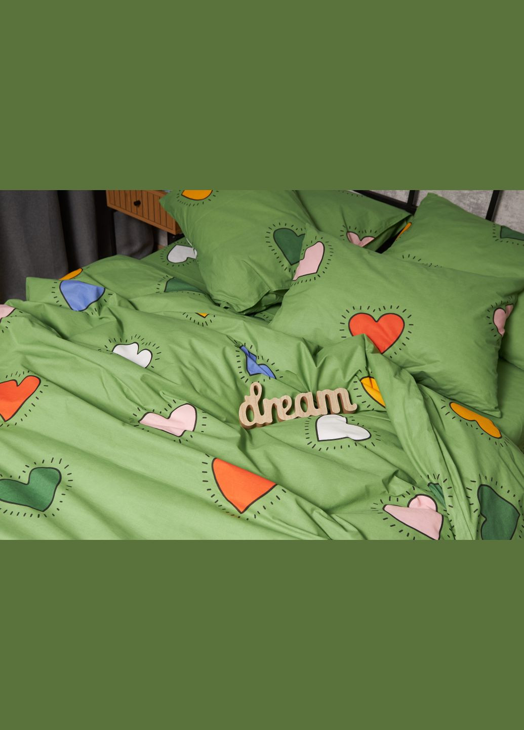 Комплект постільної білизни Бязь Gold Люкс «» King Size 220x240 наволочки 2х40х60 (MS-820005355) Moon&Star Rainbow Hearts (296909731)