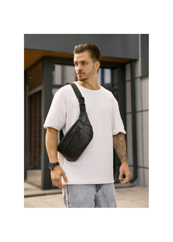 Большая мужская сумка на пояс бананка Tirso Max черная Sambag (353828370)