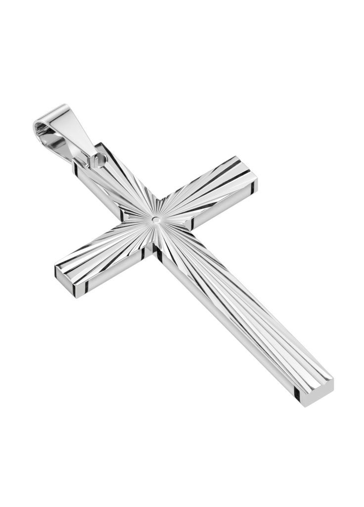 Крест из медицинской стали SP7202-ST с декором в виде сияния (Цвет: металл) Spikes (333698518)