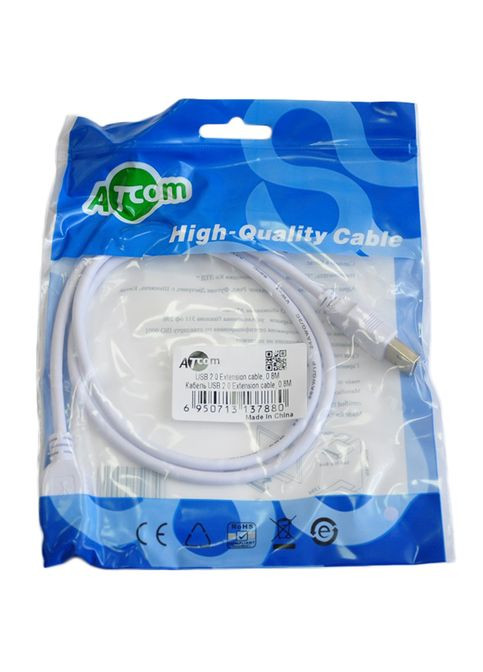 Удлинитель USB 2.0 AM/AF ferrite 0.8 m white (3788) Atcom (317365199)