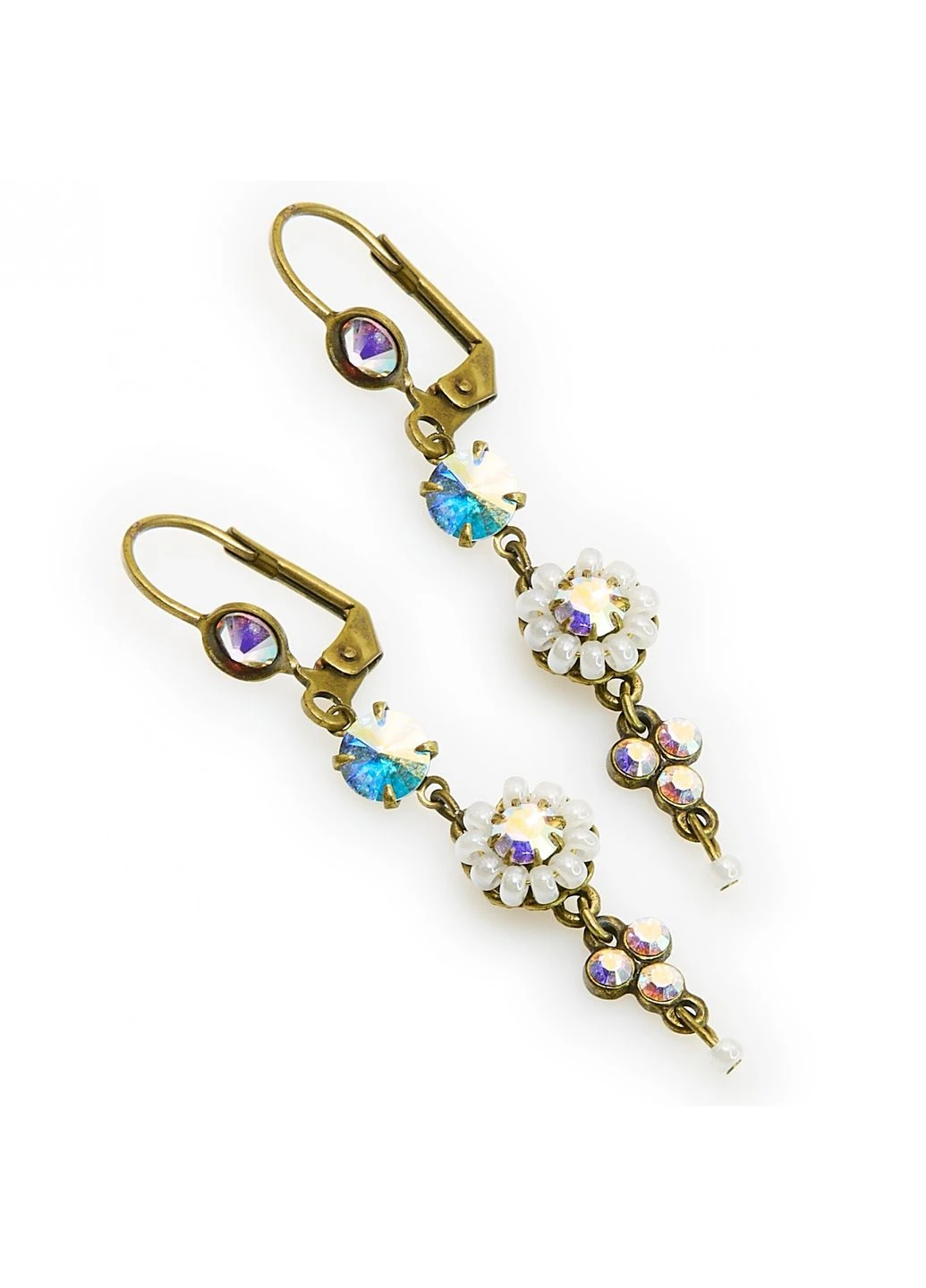 Сережки-підвіски Romantic з кристалами Swarovski (біло-блакитні) Michal Negrin (346262975)
