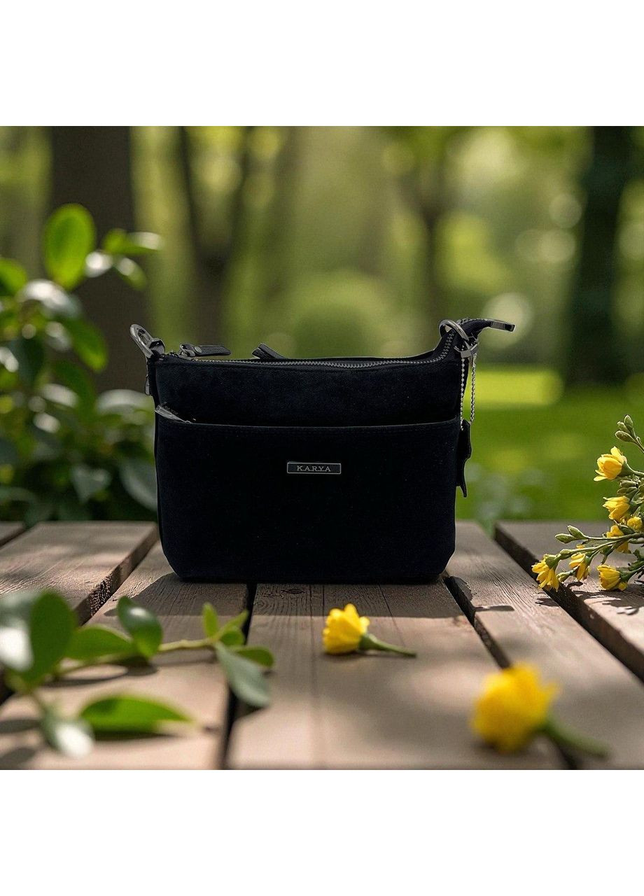 Сумка жіноча з натуральної замші чорна 5074-6 Karya (369163278)