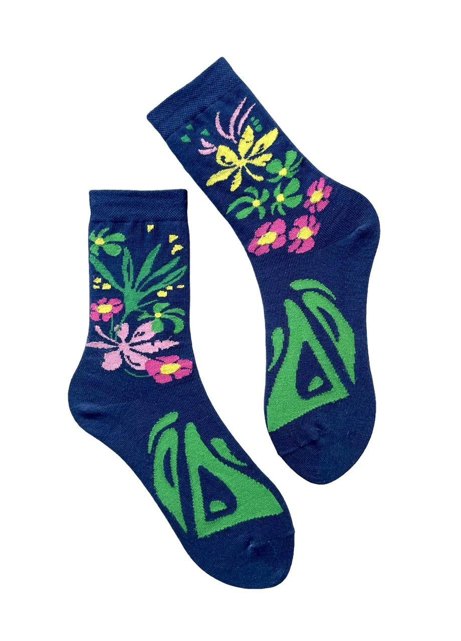 Білі шкарпетки жіночі "квітковий рай" з індійської бавовни 213091 moi FAINI (315493394)