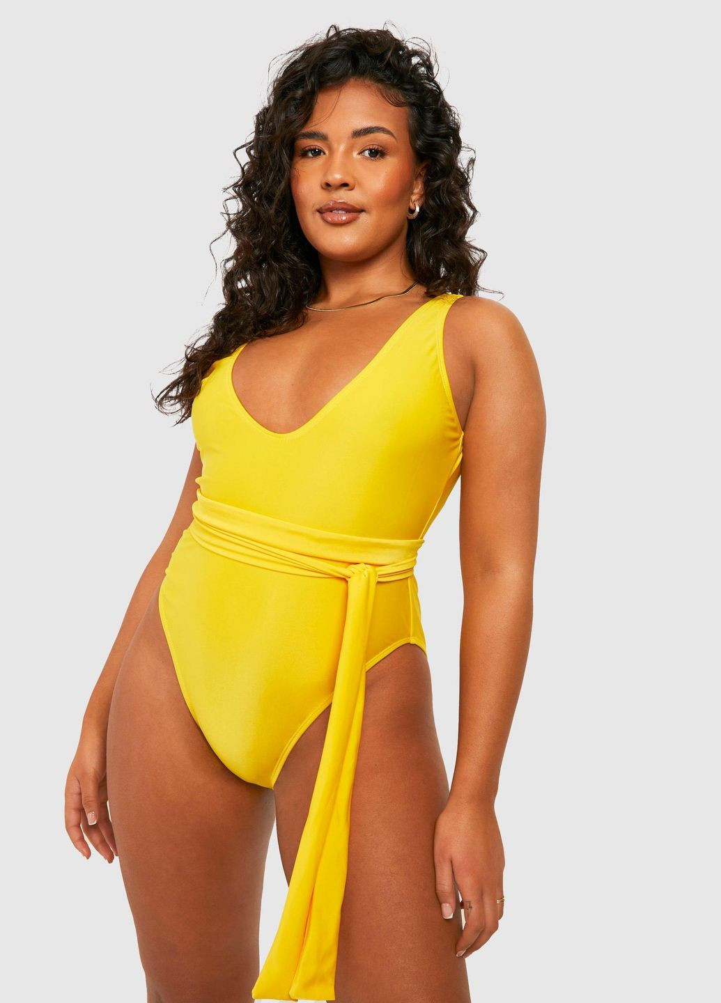 Желтый летний купальник слитный слитный Boohoo