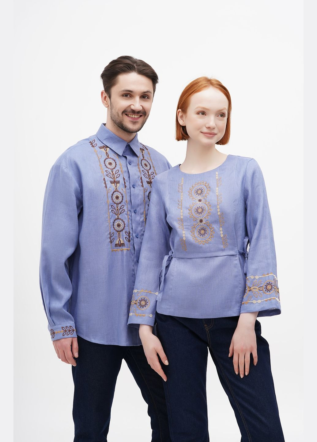 Голубая вышиванка. блуза килина, голубой, р.50, код 9305/50/78 ГАЛЕРЕЯ ЛЬОНУ