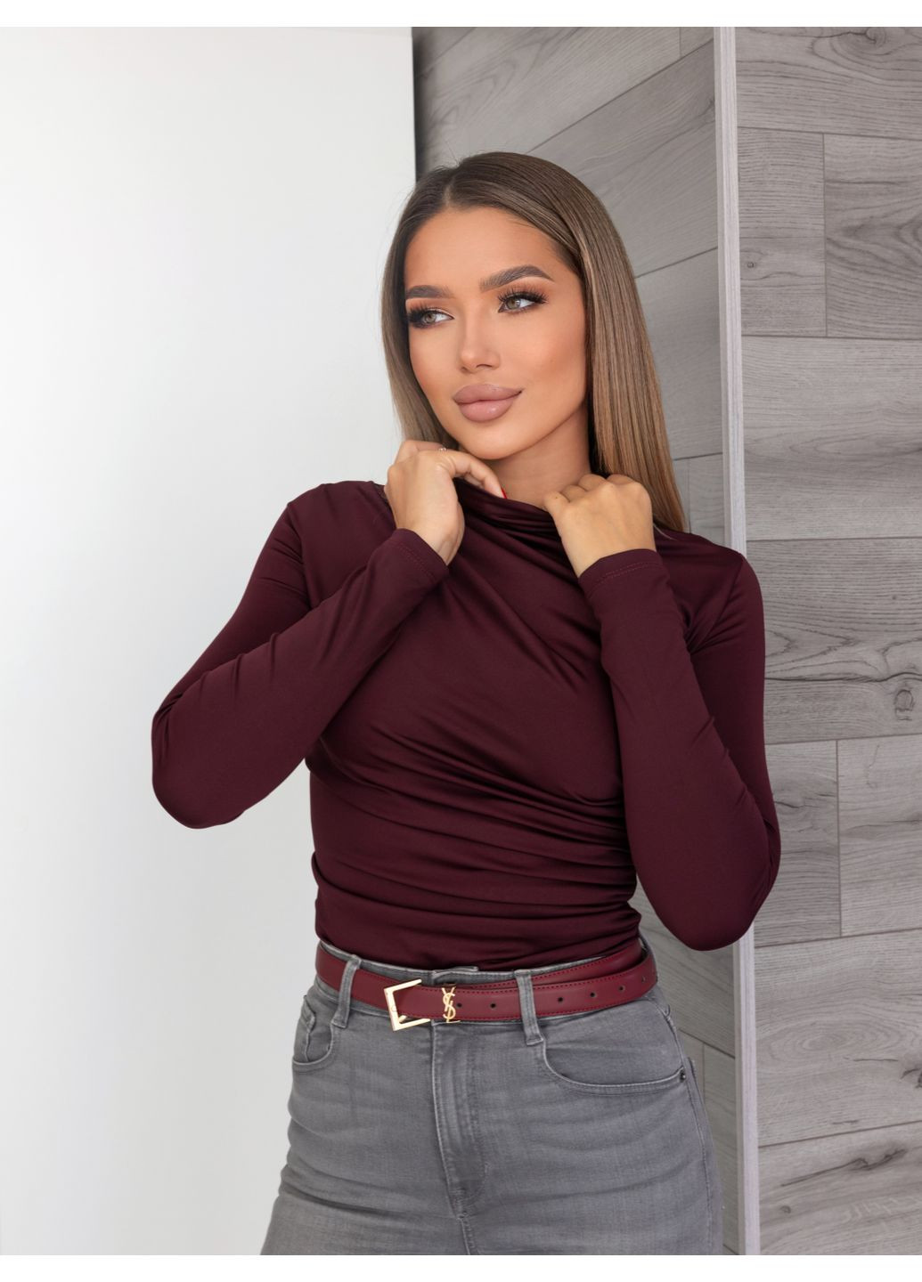 Базовый женский лонгслив с драпировкой Fashion Girl Sweet (361064586)