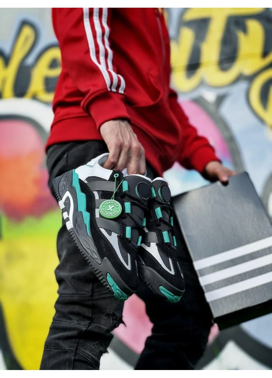 Сірі кросівки чоловічі adidas niteball black green адідас найтбол демісезон No Brand